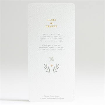 Remerciement mariage céleste allongé - Dos de la carte
