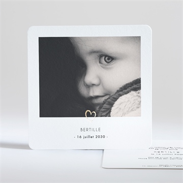 Faire-part naissance portrait intimiste dorure