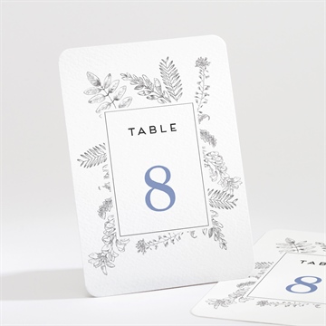 Numéro de table mariage gravure florale