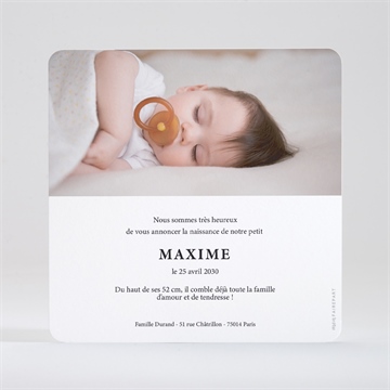 Faire-part naissance sur son couffin dorure - Dos du faire-part