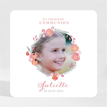 Faire-part communion couronne aquarelle magnet - Mise en situation