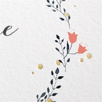 Faire-part naissance en rouge et noir dorure - Détail du faire-part