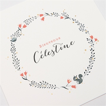 Faire-part naissance en rouge et noir dorure - Marquage à chaud OR