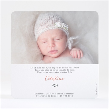 Faire-part naissance en rouge et noir dorure - Dos du faire-part