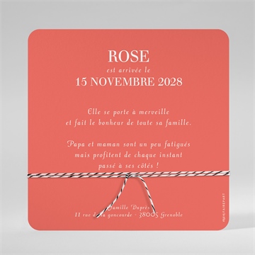 Faire-part naissance mon bébé grenadine ensemencée - Dos de la carte