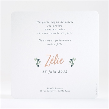 Faire-part naissance koala dorure - Dos du faire-part