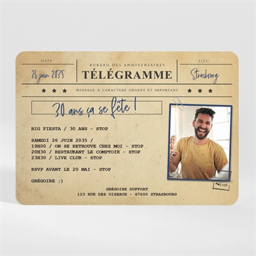 Invitation anniversaire télégramme anniversaire magnet