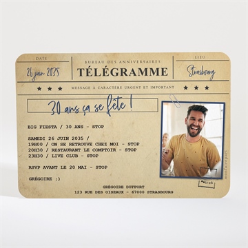 Invitation anniversaire télégramme anniversaire