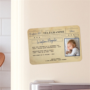 Faire-part de baptême télégramme baptême