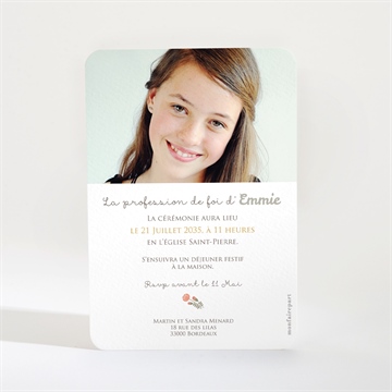 Faire-part profession de foi joie essentielle - Dos du faire-part