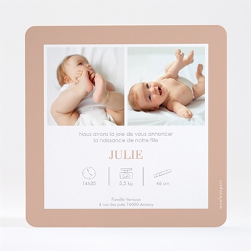 Faire-part naissance espiègle dorure - Dos du faire-part