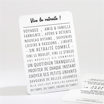 Carte invitation départ à la retraite joli programme