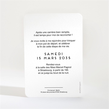 Carte invitation départ à la retraite joli programme - Dos de l'invitation