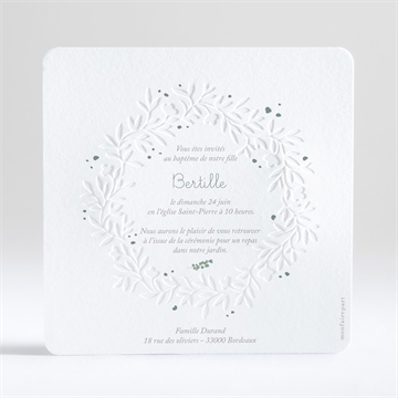 Faire-part de baptême belle journée gaufrage - Dos du faire-part