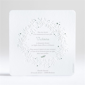 Faire-part communion printanier gaufrage - Dos du faire-part