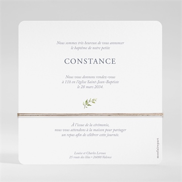 Faire-part de baptême en lumière carré - Dos du faire-part