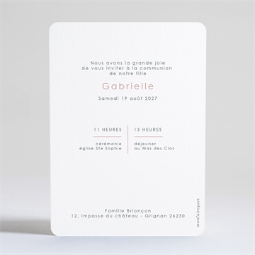 Faire-part communion jour sacré dorure - Dos du faire-part