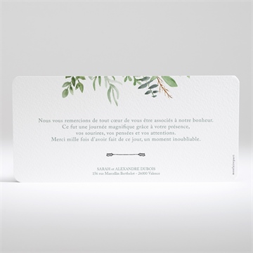 Remerciement mariage balade champetre paysage - Dos de la carte