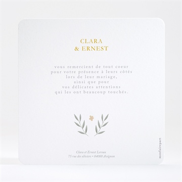 Remerciement mariage céleste dorure - Dos de la carte