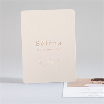 Faire-part communion pourpre dorure