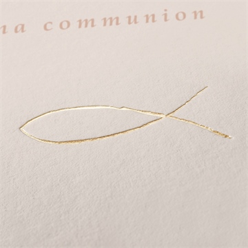 Faire-part communion pourpre dorure - Marquage à chaud OR