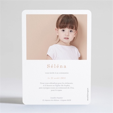 Faire-part communion pourpre dorure - Dos du faire-part