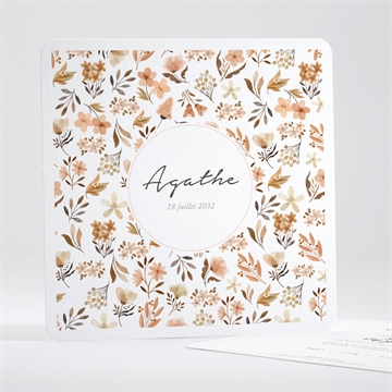 Faire-part naissance automne en fleurs carré