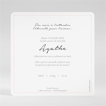 Faire-part naissance automne en fleurs carré - dos de la carte