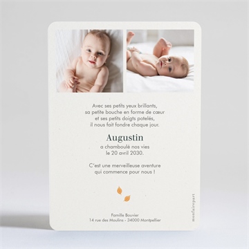 Faire-part naissance mon beau renard dorure - Dos du faire-part