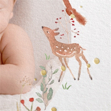 Faire-part naissance jumeaux & animaux dorure - Marquage à chaud OR
