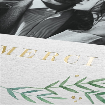 Remerciement mariage oui ! dorure carré - Marquage à chaud OR