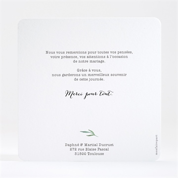 Remerciement mariage oui ! dorure carré - Dos de la carte