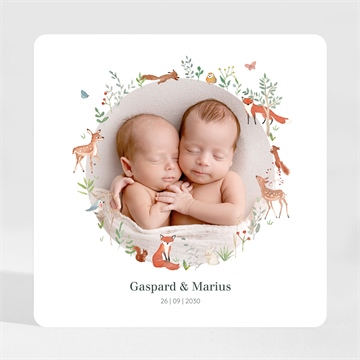 Faire-part naissance jumeaux & animaux magnet