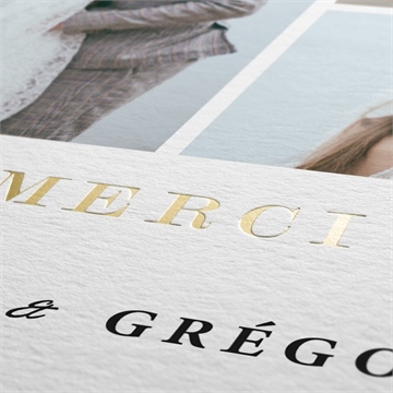 Remerciement mariage epuré dorure - Marquage à chaud OR