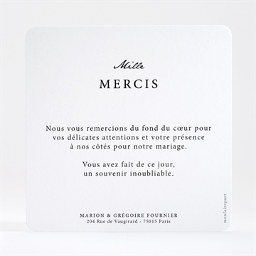 Remerciement mariage epuré dorure - Dos de la carte