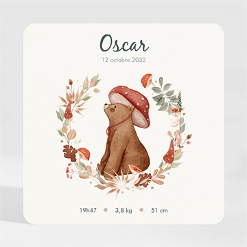 Faire-part naissance forêt magnet