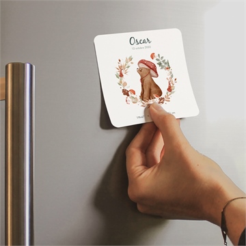 Faire-part naissance forêt magnet - Mise en situation