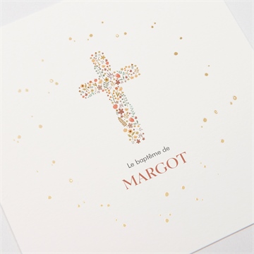 Faire-part de baptême florilège dorure - Détail du faire-part