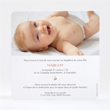 Faire-part de baptême florilège dorure - Dos du faire-part