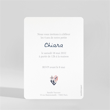 Invitation anniversaire sirene - Dos de l'invitation