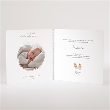 Faire-part naissance petit bébé - Intérieur du faire-part