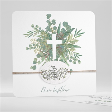 Faire-part de baptême grâce carré