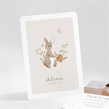 Invitation anniversaire petit lapin avec son arrosoir
