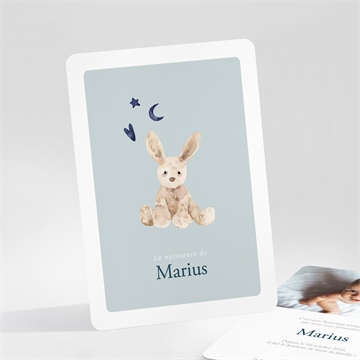 Faire-part naissance mon lapin en peluche portrait