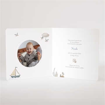 Faire-part naissance mon petit marin - Intérieur du faire-part