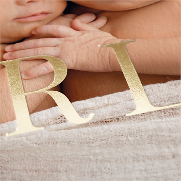 Faire-part de baptême petits jumeaux dorure - Détail du faire-part