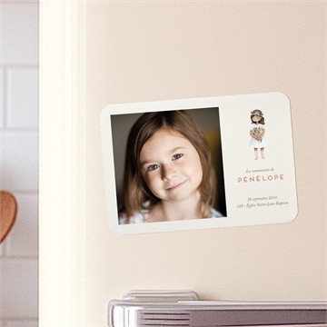 Faire-part communion petite fille magnet