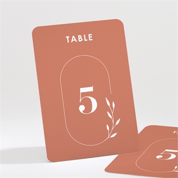 Numéro de table mariage terracotta initiales