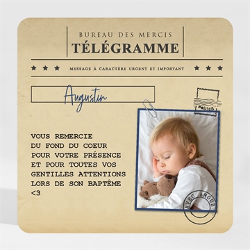 Remerciement baptême télégramme baptême