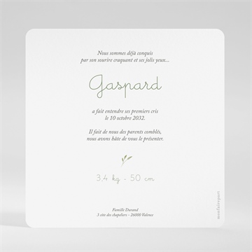 Faire-part naissance famille renard - Dos du faire-part